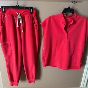 Figs Scrubs neon red, PO 3143, Rafaela top M, joggers MP. Good condition. $60